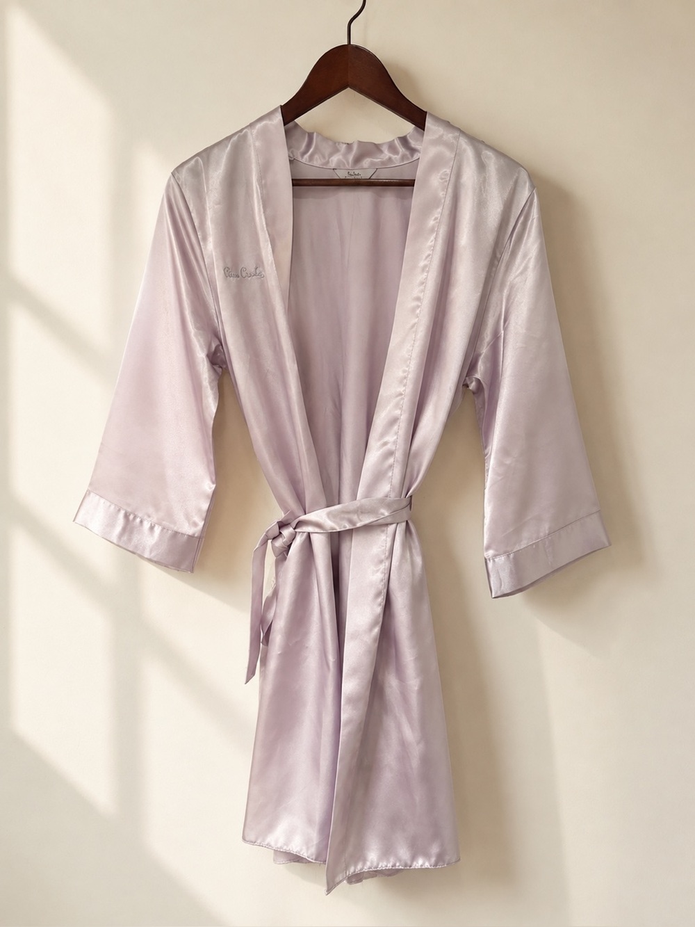 Vintage Pierre Cardin Lingerie Lilac Satin Robe Size Small